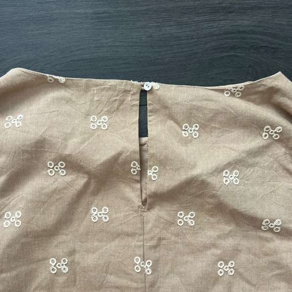 Sundance Royal Beauty Boho Embroidered Eyelet Sheath Dress Brown Tan Size P4 - Picture 5 of 9